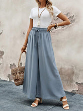 EMERY ROSE Women's Solid Color Wide Leg Pants With Elastic Waistband For Casual Daily Wear